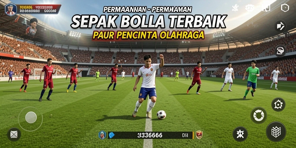 Screenshot menunjukkan aksi seru dalam permainan sepak bola 333666.