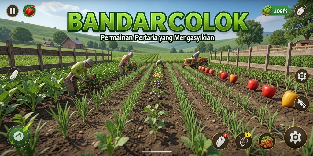 Tampilan gameplay BANDARCOLOK yang menarik dengan suasana pertanian yang ceria.