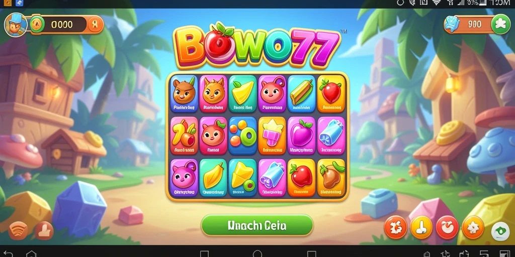 Tampilan gameplay BOWO77 yang seru dan penuh warna.