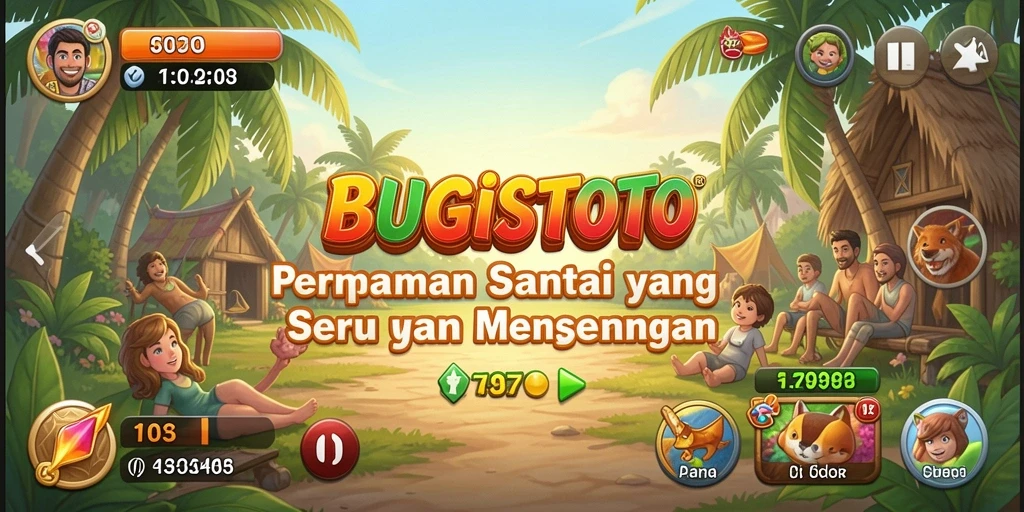 Tampilan gameplay BUGISTOTO yang cerah dan penuh warna.