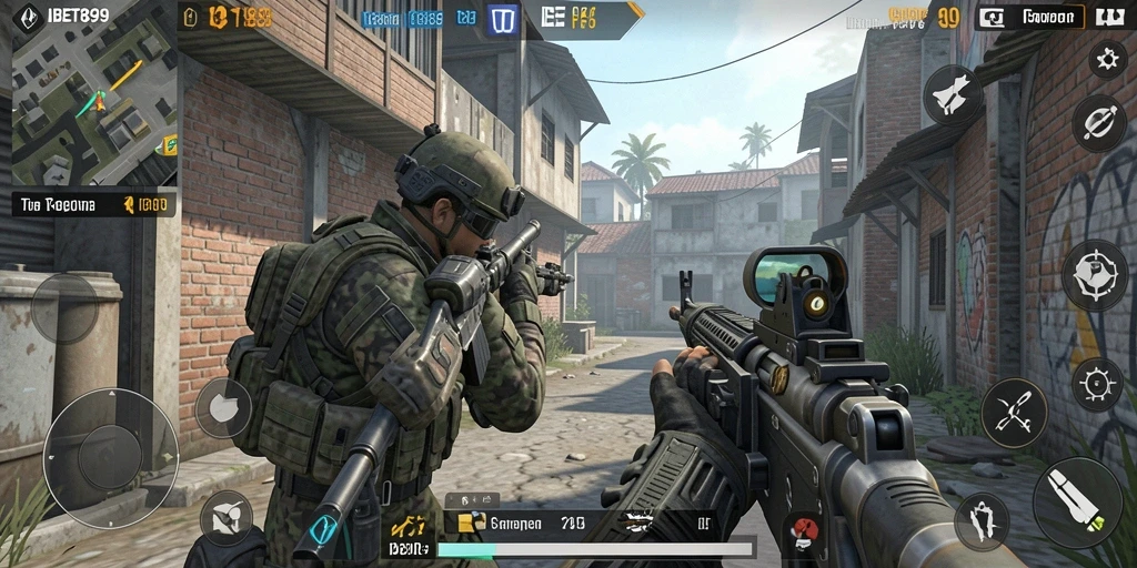 Tangkapan layar menunjukkan aksi seru dalam gameplay FPS IBET899.