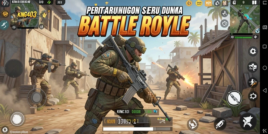 Tangkapan layar inti gameplay KING403 dalam pertempuran Battle Royale.