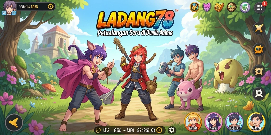Tampilan gameplay seru dan karakter anime ikonik di LADANG78.