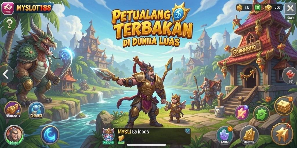 Tangkapan layar menunjukkan dunia terbuka MYSLOT188 dengan karakter menjelajahi lingkungan.