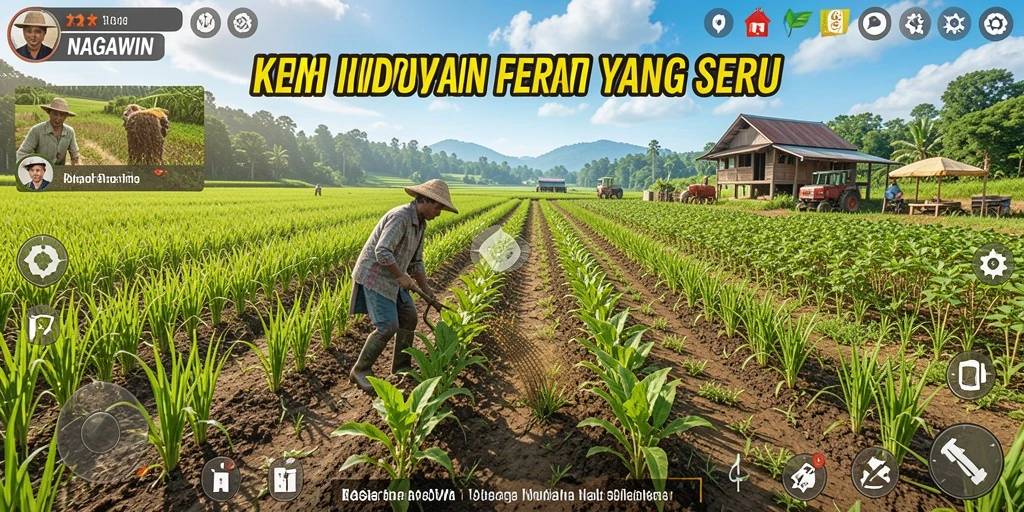 Screenshot main NAGAWIN menampilkan aktivitas berkebun yang menarik.