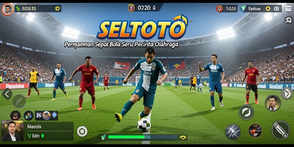 Tampilan gameplay SELTOTO yang mendebarkan dengan aksi sepak bola yang seru.