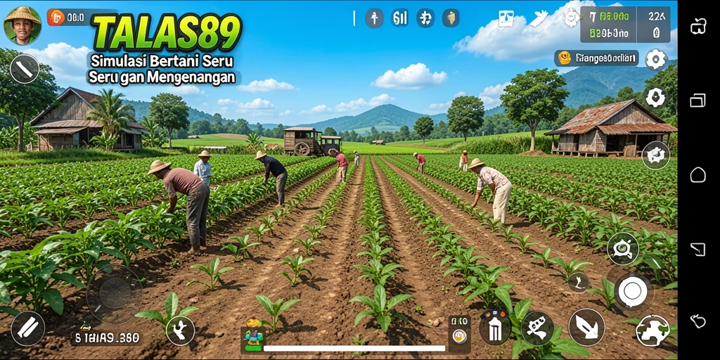 Tampilan gameplay <strong>TALAS89</strong> yang menampilkan aktivitas bertani yang seru.