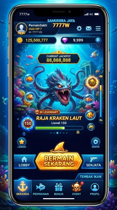 Tampilan antarmuka 7777w yang bersih dan mudah digunakan.